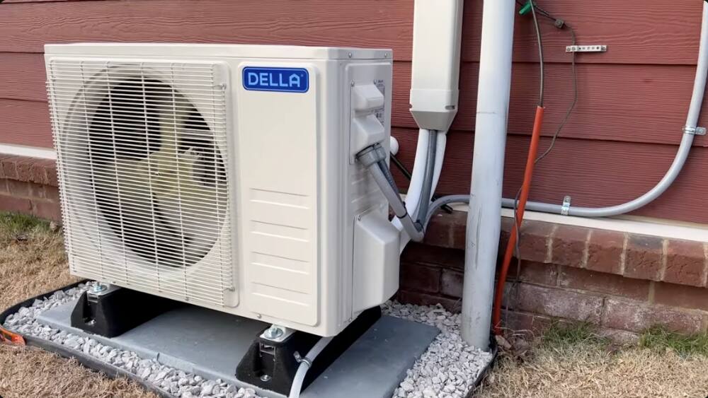 Professional mini split AC installation in Santa Clarita, CA showing outdoor unit installed by Affordable Heating and Air.