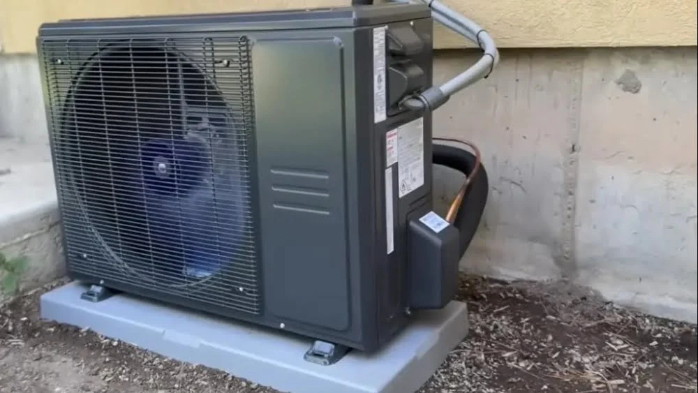 Newly installed outdoor heat pump unit as part of a heat pump installation service in Santa Monica.