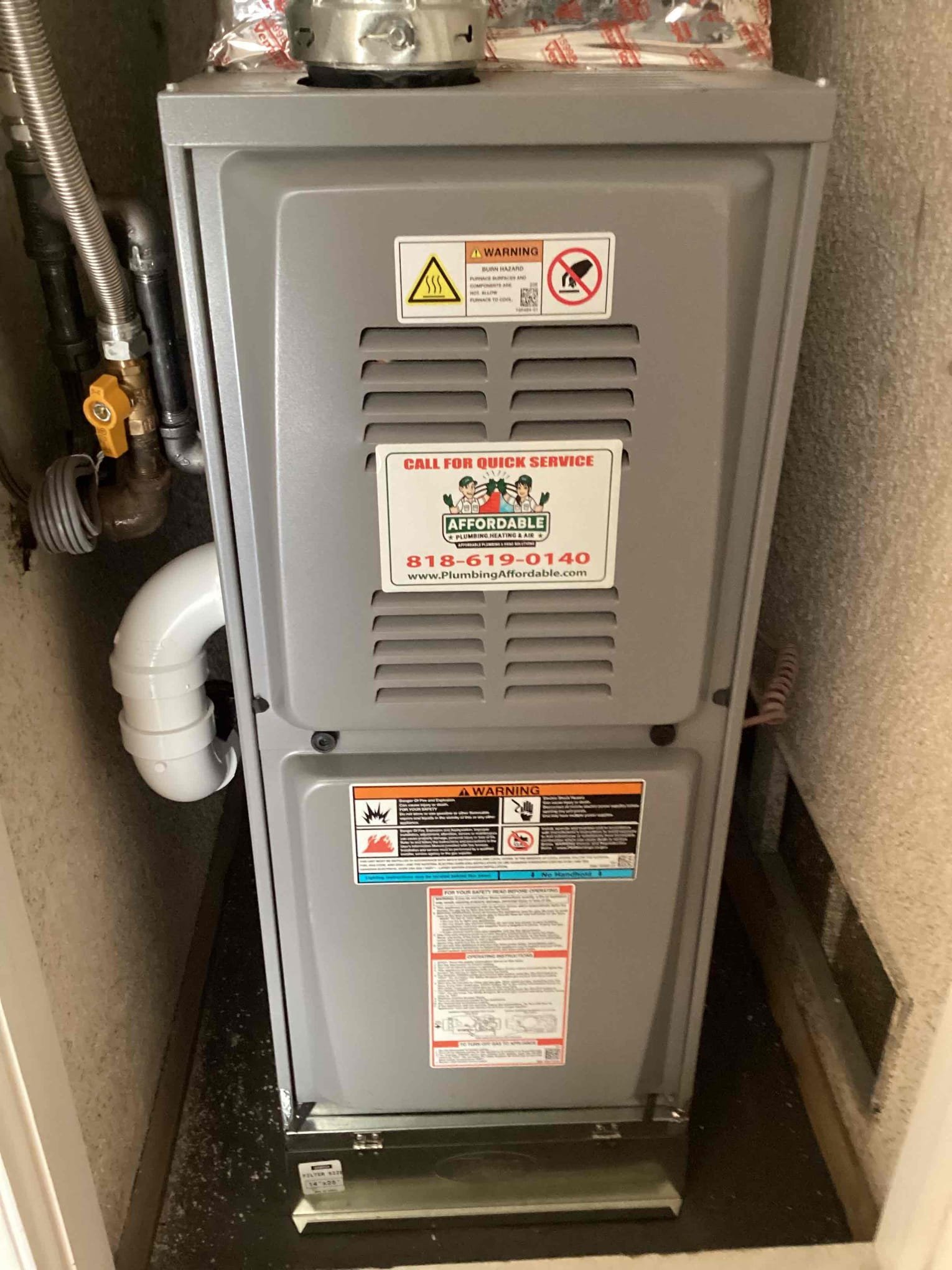 New furnace installation and gas line connection in Northridge, CA