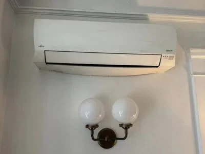 Fujitsu ductless mini split AC indoor unit installation completed in Studio City CA.