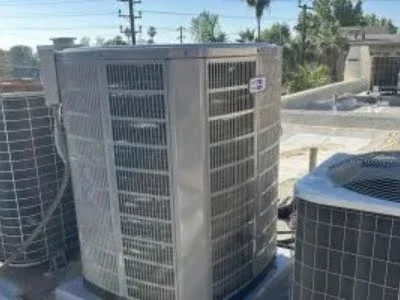 Rooftop AC condenser installation completed for Encino, CA property.