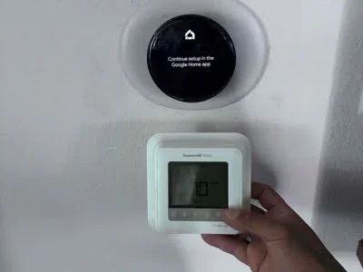 Smart thermostat installed and configured with a home heating system in Northridge CA by Affordable Heating and Air.